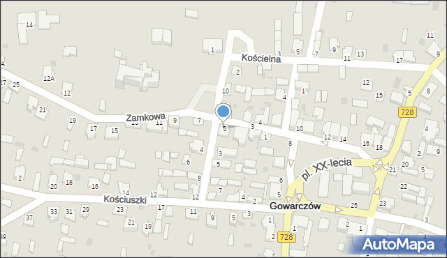 Gowarczów, Zamkowa, 5, mapa Gowarczów