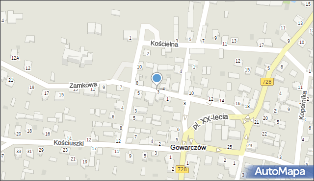 Gowarczów, Zamkowa, 6, mapa Gowarczów