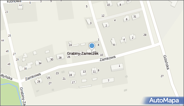 Grabiny-Zameczek, Zamkowa, 14, mapa Grabiny-Zameczek