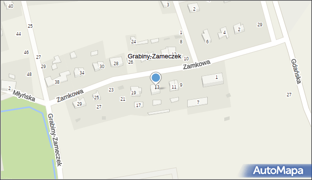 Grabiny-Zameczek, Zamkowa, 15, mapa Grabiny-Zameczek