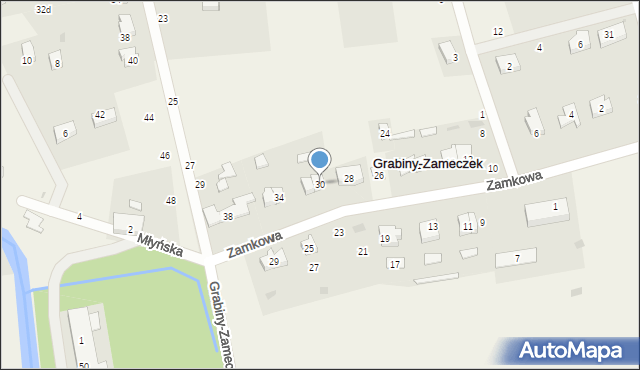Grabiny-Zameczek, Zamkowa, 30, mapa Grabiny-Zameczek