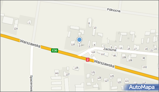 Gręzów, Zaciszna, 1, mapa Gręzów