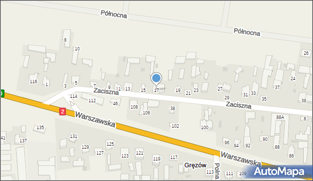 Gręzów, Zaciszna, 17, mapa Gręzów