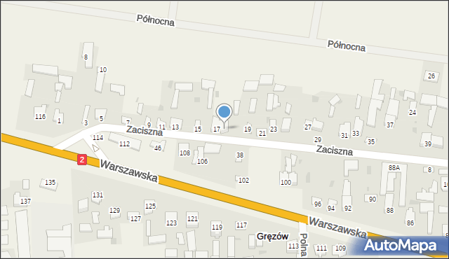 Gręzów, Zaciszna, 17A, mapa Gręzów