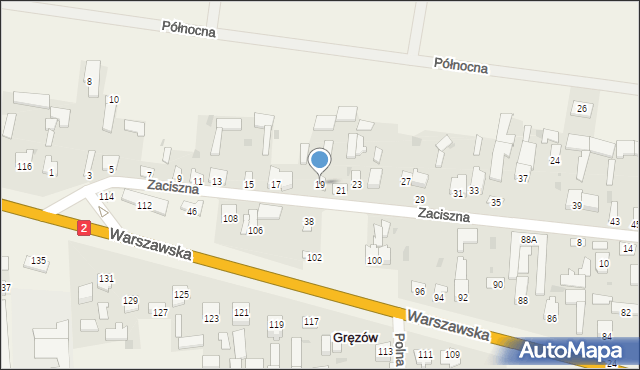 Gręzów, Zaciszna, 19, mapa Gręzów