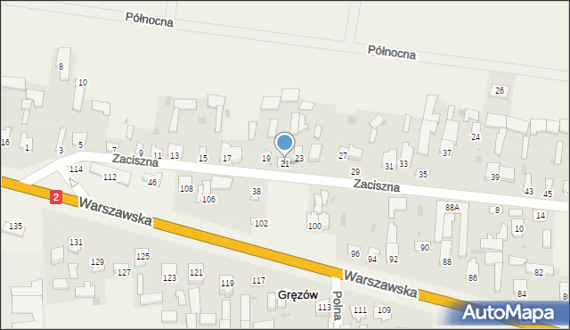 Gręzów, Zaciszna, 21, mapa Gręzów