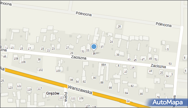 Gręzów, Zaciszna, 35, mapa Gręzów