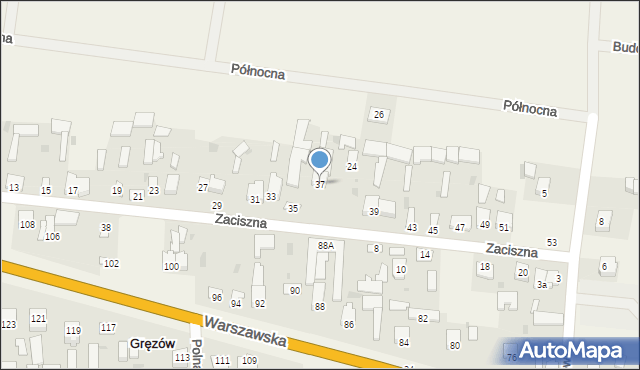 Gręzów, Zaciszna, 37, mapa Gręzów