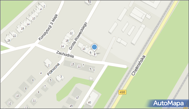 Grudziądz, Zachodnia, 4, mapa Grudziądza