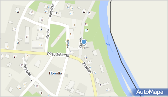 Horodło, Zawale, 9, mapa Horodło