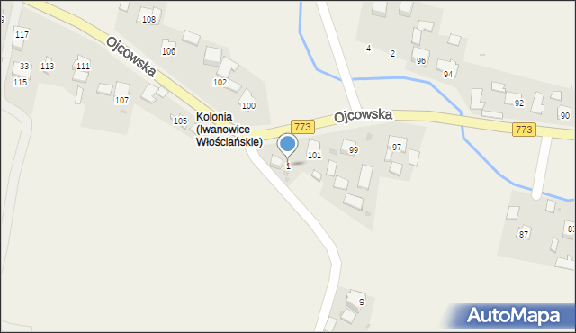 Iwanowice Włościańskie, Zamkowa, 1, mapa Iwanowice Włościańskie