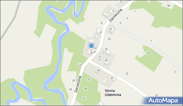 Izdebnik, Zarzeczna, 12, mapa Izdebnik