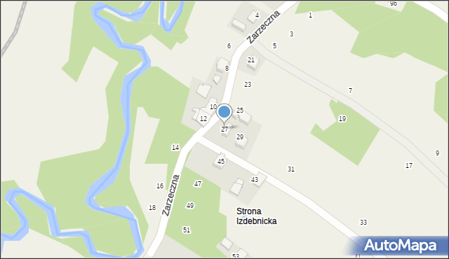 Izdebnik, Zarzeczna, 27, mapa Izdebnik