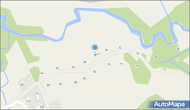 Izdebnik, Zarzeczna, 36, mapa Izdebnik