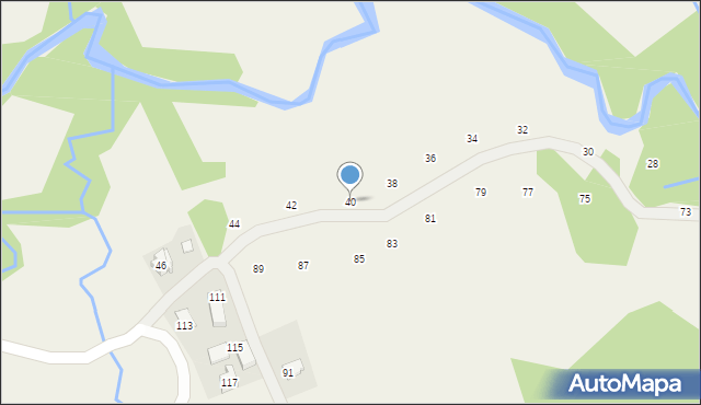 Izdebnik, Zarzeczna, 40, mapa Izdebnik