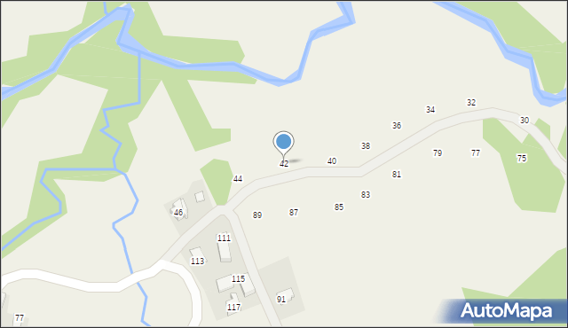 Izdebnik, Zarzeczna, 42, mapa Izdebnik