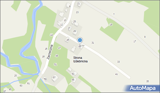 Izdebnik, Zarzeczna, 43, mapa Izdebnik