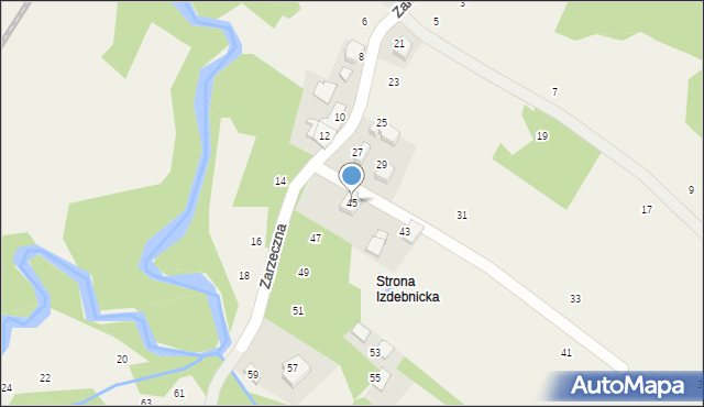 Izdebnik, Zarzeczna, 45, mapa Izdebnik