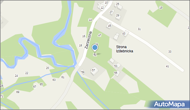 Izdebnik, Zarzeczna, 51, mapa Izdebnik