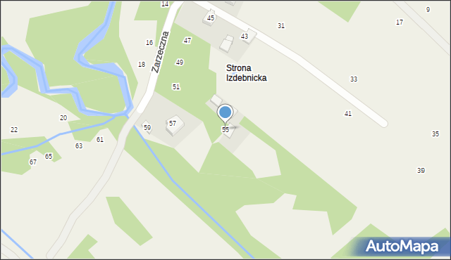 Izdebnik, Zarzeczna, 55, mapa Izdebnik