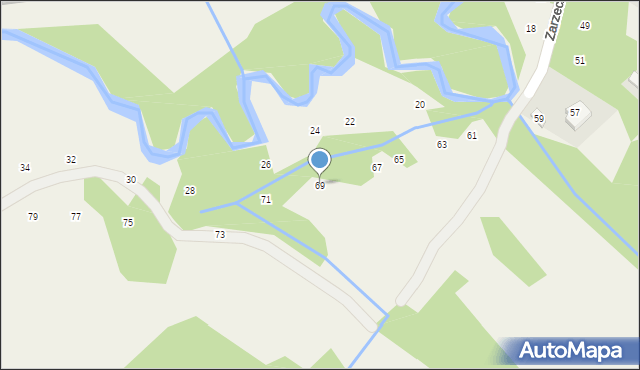 Izdebnik, Zarzeczna, 69, mapa Izdebnik