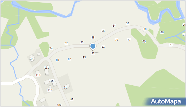 Izdebnik, Zarzeczna, 83, mapa Izdebnik