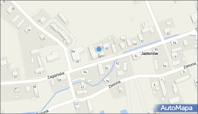 Jabłonów, Żagańska, 28, mapa Jabłonów