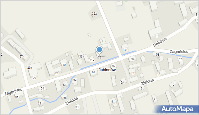 Jabłonów, Żagańska, 32, mapa Jabłonów