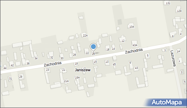 Janiszew, Zachodnia, 20, mapa Janiszew