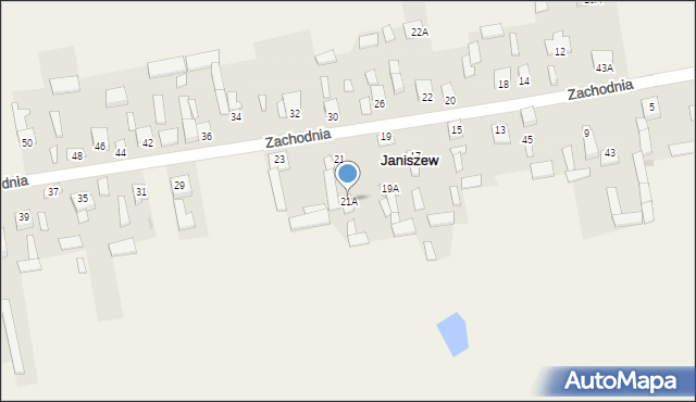 Janiszew, Zachodnia, 21A, mapa Janiszew