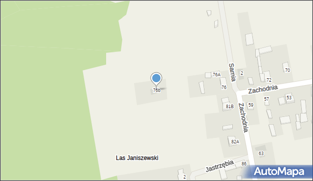 Janiszew, Zachodnia, 76b, mapa Janiszew