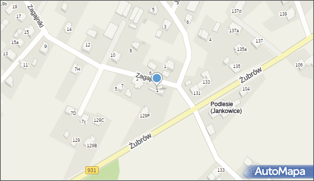 Jankowice, Zagajniki, 1, mapa Jankowice