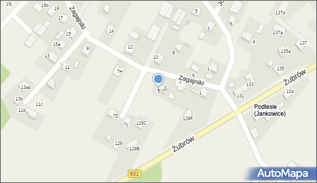 Jankowice, Zagajniki, 5, mapa Jankowice