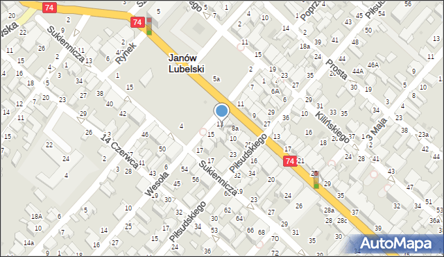 Janów Lubelski, Zamoyskiego Jana, hetm., 6a, mapa Janów Lubelski