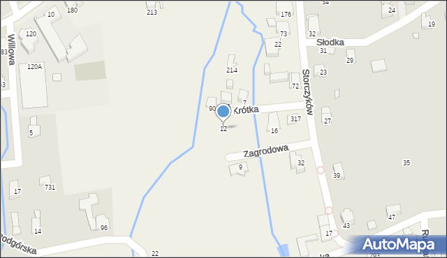 Jaworze, Zagrodowa, 12, mapa Jaworze