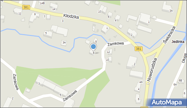 Jedlina-Zdrój, Zamkowa, 7, mapa Jedlina-Zdrój