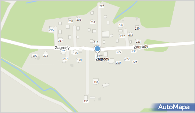 Jordanów, Zagrody, 157, mapa Jordanów