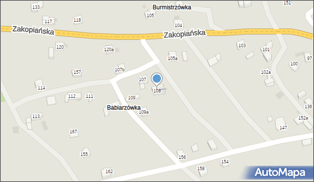 Jordanów, Zakopiańska, 108, mapa Jordanów