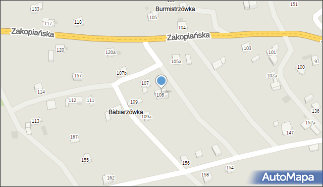 Jordanów, Zakopiańska, 108B, mapa Jordanów