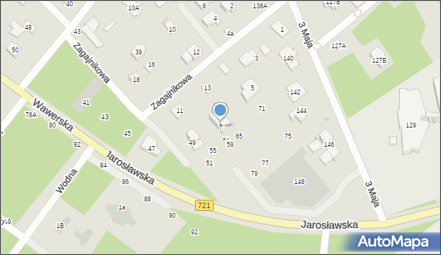 Józefów, Zagajnikowa, 7, mapa Józefów