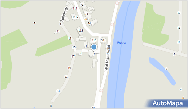 Kalisz, Zapiecek, 2, mapa Kalisza