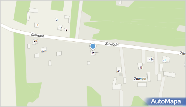 Kałuszyn, Zawoda, 47, mapa Kałuszyn