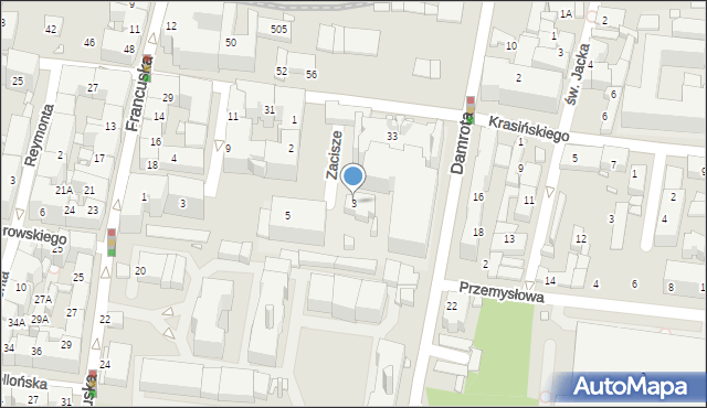 Katowice, Zacisze, 3, mapa Katowic