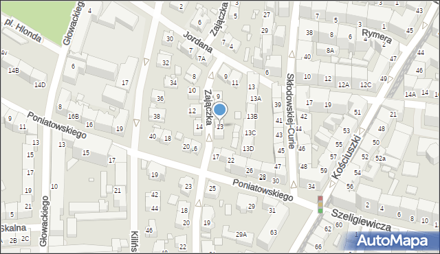 Katowice, Zajączka Józefa, gen., 13, mapa Katowic