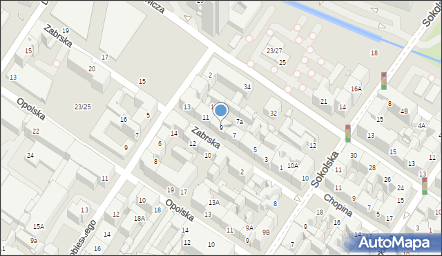 Katowice, Zabrska, 9, mapa Katowic