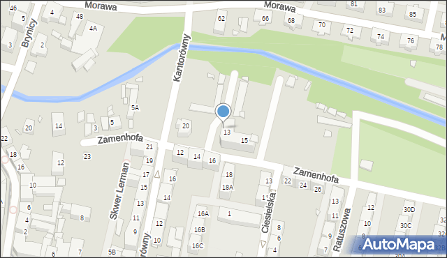 Katowice, Zamenhofa Ludwika, dr., 13a, mapa Katowic