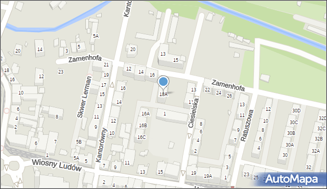 Katowice, Zamenhofa Ludwika, dr., 18A, mapa Katowic
