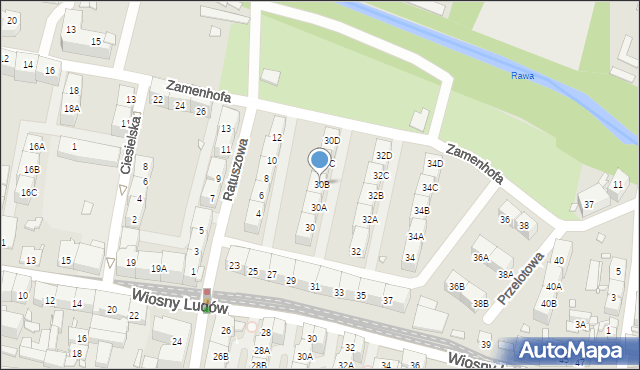 Katowice, Zamenhofa Ludwika, dr., 30B, mapa Katowic