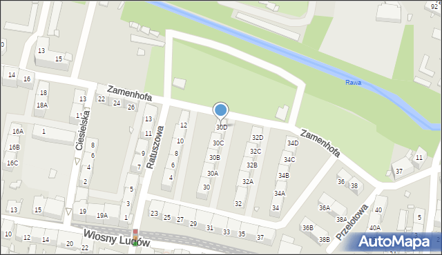 Katowice, Zamenhofa Ludwika, dr., 30D, mapa Katowic