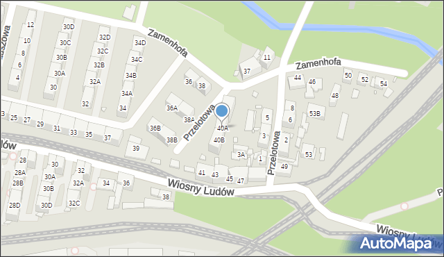 Katowice, Zamenhofa Ludwika, dr., 40A, mapa Katowic